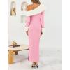 ZESICA Womens Off The Shoulder Faux Fur Sweater Dress 2026 Spring Winter Formal Long Sleeve Bodycon Maxi Cocktail Dresses(Pink)