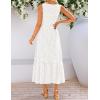 ZESICA Women‘s Summer Boho Floral Midi Dress 2026 Sleeveless Beach Vacation Dresses Casual Flowy Sundress(White)