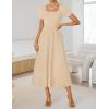ZESICA Womens Summer Cocktail Midi Dress 2026 Spring Business Casual Short Sleeve A-Line Pleated Formal Wedding Guest Dresses(Apricot)