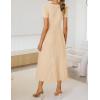 ZESICA Womens Summer Cocktail Midi Dress 2026 Spring Business Casual Short Sleeve A-Line Pleated Formal Wedding Guest Dresses(Apricot)