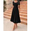 ZESICA Womens Summer Cocktail Midi Dress 2026 Spring Business Casual Short Sleeve A-Line Pleated Formal Wedding Guest Dresses(Black)