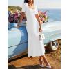 ZESICA Womens Summer Cocktail Midi Dress 2026 Spring Business Casual Short Sleeve A-Line Pleated Formal Wedding Guest Dresses(White)
