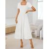 ZESICA Womens Summer Cocktail Midi Dress 2026 Spring Business Casual Short Sleeve A-Line Pleated Formal Wedding Guest Dresses(White)