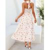 ZESICA Women’s Summer Floral Halter Midi Dress 2026 Sleeveless Off Shoulder High Waist Flowy Casual Beach Long Dresses(Apricot)