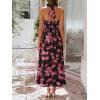 ZESICA Women’s Summer Floral Halter Midi Dress 2026 Sleeveless Off Shoulder High Waist Flowy Casual Beach Long Dresses(Black)