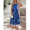 ZESICA Women’s Summer Floral Halter Midi Dress 2026 Sleeveless Off Shoulder High Waist Flowy Casual Beach Long Dresses(Darkblue)