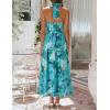 ZESICA Women’s Summer Floral Halter Midi Dress 2026 Sleeveless Off Shoulder High Waist Flowy Casual Beach Long Dresses(Green)