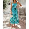 ZESICA Women’s Summer Floral Halter Midi Dress 2026 Sleeveless Off Shoulder High Waist Flowy Casual Beach Long Dresses(Green)