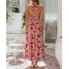 ZESICA Women’s Summer Floral Halter Midi Dress 2026 Sleeveless Off Shoulder High Waist Flowy Casual Beach Long Dresses(Pink)