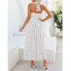 ZESICA Women’s Summer Floral Halter Midi Dress 2026 Sleeveless Off Shoulder High Waist Flowy Casual Beach Long Dresses(Point White)