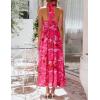 ZESICA Women’s Summer Floral Halter Midi Dress 2026 Sleeveless Off Shoulder High Waist Flowy Casual Beach Long Dresses(Rose)