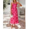 ZESICA Women’s Summer Floral Halter Midi Dress 2026 Sleeveless Off Shoulder High Waist Flowy Casual Beach Long Dresses(Rose)