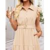 ZESICA Women’s Summer Floral Midi Dress 2026 Casual Flutter Short Sleeve Chiffon Button Down Wedding Guest Party Dresses(Apricot)