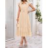 ZESICA Women’s Summer Floral Midi Dress 2026 Casual Flutter Short Sleeve Chiffon Button Down Wedding Guest Party Dresses(Apricot)