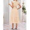 ZESICA Women’s Summer Floral Midi Dress 2026 Casual Flutter Short Sleeve Chiffon Button Down Wedding Guest Party Dresses(Apricot)