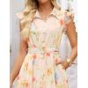 ZESICA Women’s Summer Floral Midi Dress 2026 Casual Flutter Short Sleeve Chiffon Button Down Wedding Guest Party Dresses(Beige)