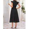 ZESICA Women’s Summer Floral Midi Dress 2026 Casual Flutter Short Sleeve Chiffon Button Down Wedding Guest Party Dresses(Black)