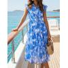 ZESICA Women’s Summer Floral Midi Dress 2026 Casual Flutter Short Sleeve Chiffon Button Down Wedding Guest Party Dresses(Blue)