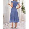 ZESICA Women’s Summer Floral Midi Dress 2026 Casual Flutter Short Sleeve Chiffon Button Down Wedding Guest Party Dresses(Dusty Blue)