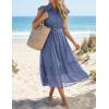 ZESICA Women’s Summer Floral Midi Dress 2026 Casual Flutter Short Sleeve Chiffon Button Down Wedding Guest Party Dresses(Dusty Blue)