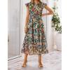 ZESICA Women’s Summer Floral Midi Dress 2026 Casual Flutter Short Sleeve Chiffon Button Down Wedding Guest Party Dresses(Green)