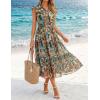 ZESICA Women’s Summer Floral Midi Dress 2026 Casual Flutter Short Sleeve Chiffon Button Down Wedding Guest Party Dresses(Green)