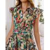 ZESICA Women’s Summer Floral Midi Dress 2026 Casual Flutter Short Sleeve Chiffon Button Down Wedding Guest Party Dresses(Green)