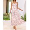 ZESICA Women’s Summer Floral Sleeveless Maxi Dress 2026 Boho Mesh Beach Wedding Guest Spaghetti Strap Flowy Long Dresses(Apricot)