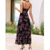 ZESICA Women’s Summer Floral Sleeveless Maxi Dress 2026 Boho Mesh Beach Wedding Guest Spaghetti Strap Flowy Long Dresses(Black)