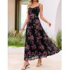 ZESICA Women’s Summer Floral Sleeveless Maxi Dress 2026 Boho Mesh Beach Wedding Guest Spaghetti Strap Flowy Long Dresses(Black)