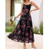 ZESICA Women’s Summer Floral Sleeveless Maxi Dress 2026 Boho Mesh Beach Wedding Guest Spaghetti Strap Flowy Long Dresses(Black)