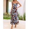 ZESICA Women’s Summer Floral Sleeveless Maxi Dress 2026 Boho Mesh Beach Wedding Guest Spaghetti Strap Flowy Long Dresses(Brown)