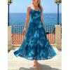 ZESICA Women’s Summer Floral Sleeveless Maxi Dress 2026 Boho Mesh Beach Wedding Guest Spaghetti Strap Flowy Long Dresses(Lake)