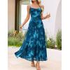 ZESICA Women’s Summer Floral Sleeveless Maxi Dress 2026 Boho Mesh Beach Wedding Guest Spaghetti Strap Flowy Long Dresses(Lake)