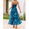 ZESICA Women’s Summer Floral Sleeveless Maxi Dress 2026 Boho Mesh Beach Wedding Guest Spaghetti Strap Flowy Long Dresses(Lake)