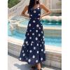ZESICA Women’s Summer Floral Sleeveless Maxi Dress 2026 Boho Mesh Beach Wedding Guest Spaghetti Strap Flowy Long Dresses(Navy)