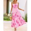 ZESICA Women’s Summer Floral Sleeveless Maxi Dress 2026 Boho Mesh Beach Wedding Guest Spaghetti Strap Flowy Long Dresses(Pink)