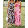 ZESICA Women’s Summer Floral Sleeveless Maxi Dress 2026 Boho Mesh Beach Wedding Guest Spaghetti Strap Flowy Long Dresses(Pink)