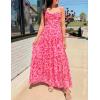 ZESICA Women’s Summer Floral Sleeveless Maxi Dress 2026 Boho Mesh Beach Wedding Guest Spaghetti Strap Flowy Long Dresses(Rose)