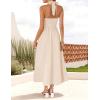 ZESICA Women’s Summer Sleeveless Halter Midi Dress 2026 Off Shoulder High Waist Flowy Beach Wedding Guest Long Dresses(Apricot)