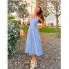 ZESICA Women’s Summer Sleeveless Halter Midi Dress 2026 Off Shoulder High Waist Flowy Beach Wedding Guest Long Dresses(Blue)