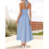 ZESICA Women’s Summer Sleeveless Halter Midi Dress 2026 Off Shoulder High Waist Flowy Beach Wedding Guest Long Dresses(Blue)