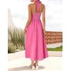 ZESICA Women’s Summer Sleeveless Halter Midi Dress 2026 Off Shoulder High Waist Flowy Beach Wedding Guest Long Dresses(Hotpink)