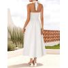 ZESICA Women’s Summer Sleeveless Halter Midi Dress 2026 Off Shoulder High Waist Flowy Beach Wedding Guest Long Dresses(Ivory)