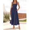 ZESICA Women’s Summer Sleeveless Halter Midi Dress 2026 Off Shoulder High Waist Flowy Beach Wedding Guest Long Dresses(Navy)