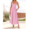 ZESICA Women’s Summer Sleeveless Halter Midi Dress 2026 Off Shoulder High Waist Flowy Beach Wedding Guest Long Dresses(Pink)