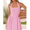 ZESICA Women’s Summer Sleeveless Halter Midi Dress 2026 Off Shoulder High Waist Flowy Beach Wedding Guest Long Dresses(Pink)
