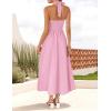 ZESICA Women’s Summer Sleeveless Halter Midi Dress 2026 Off Shoulder High Waist Flowy Beach Wedding Guest Long Dresses(Pink)
