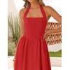 ZESICA Women’s Summer Sleeveless Halter Midi Dress 2026 Off Shoulder High Waist Flowy Beach Wedding Guest Long Dresses(Red)