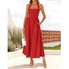 ZESICA Women’s Summer Sleeveless Halter Midi Dress 2026 Off Shoulder High Waist Flowy Beach Wedding Guest Long Dresses(Red)